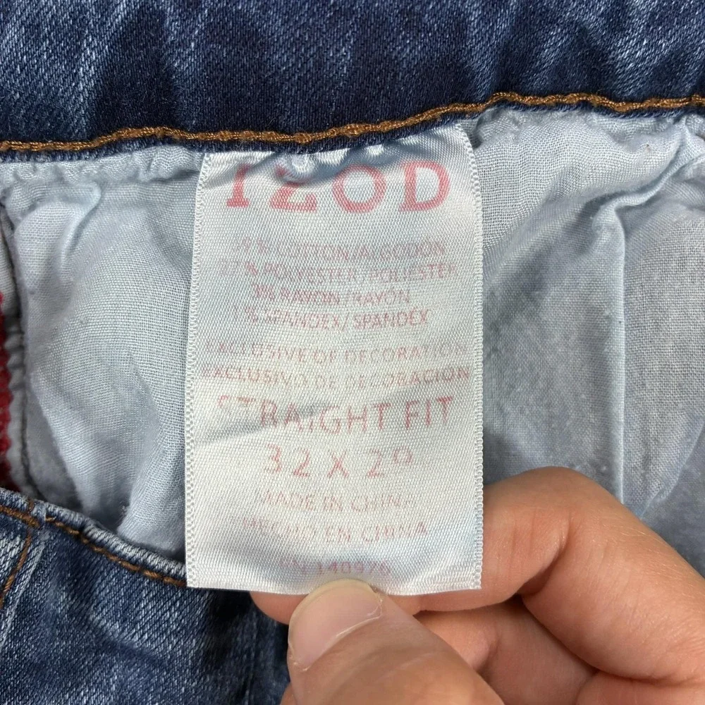 IZOD Jeans Mens 32x29 Blue Wash Regular Fit Straight Comfort Stretch Denim